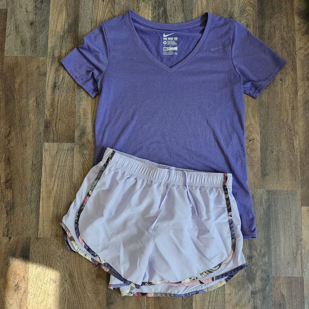 Nike Women's Athletic Shorts in Light Lavender with Floral Trim